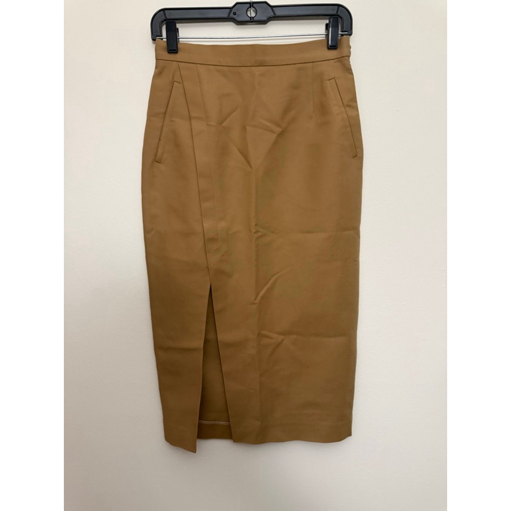 Women's Aeron Brown Pencil Skirt 100% Cotton with Front Slit Size 4